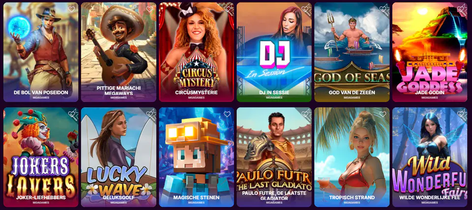 Duckysino-spellobby met kleurrijke gokkasten en verschillende spelthema's